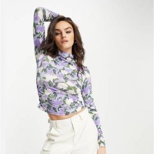 &Other Stories long sleeve mock neck floral top